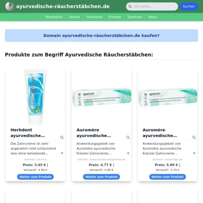 Screenshot ayurvedische-räucherstäbchen.de