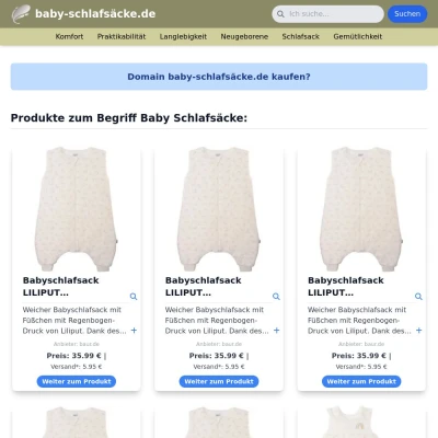 Screenshot baby-schlafsäcke.de