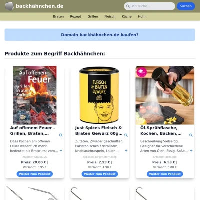 Screenshot backhähnchen.de