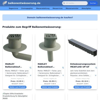 Screenshot balkonentwässerung.de