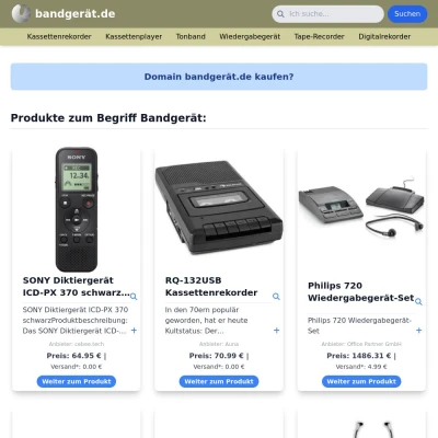 Screenshot bandgerät.de