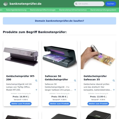 Screenshot banknotenprüfer.de