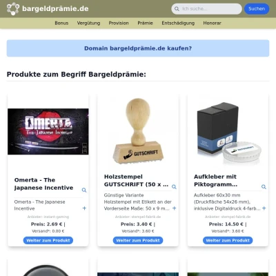 Screenshot bargeldprämie.de