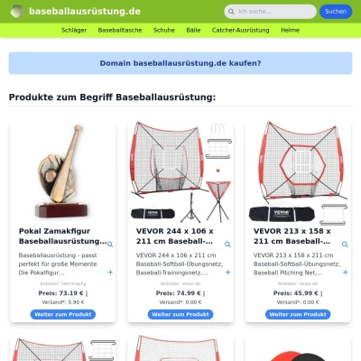 Screenshot baseballausrüstung.de