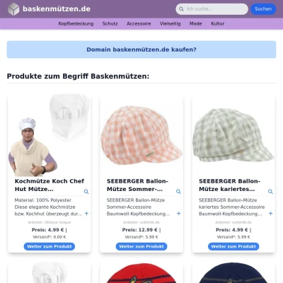 Screenshot baskenmützen.de