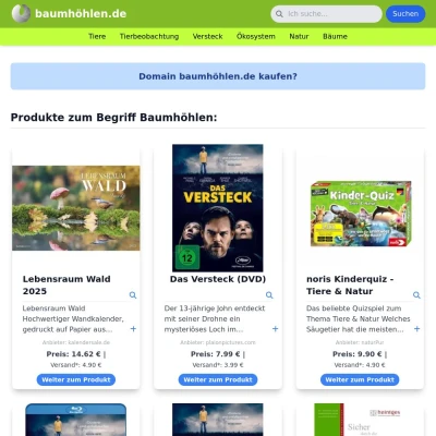 Screenshot baumhöhlen.de
