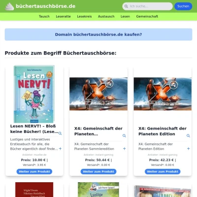 Screenshot büchertauschbörse.de