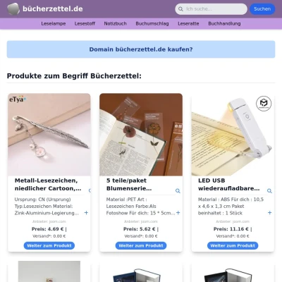 Screenshot bücherzettel.de