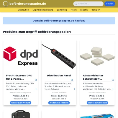 Screenshot beförderungspapier.de