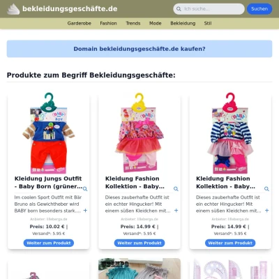 Screenshot bekleidungsgeschäfte.de