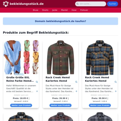 Screenshot bekleidungsstück.de