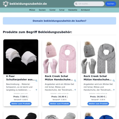 Screenshot bekleidungszubehör.de