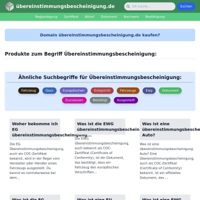 Screenshot übereinstimmungsbescheinigung.de