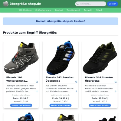 Screenshot übergröße-shop.de