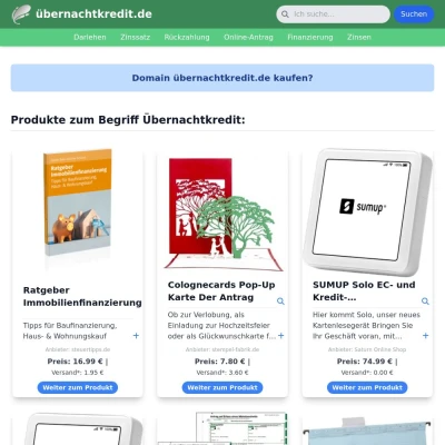 Screenshot übernachtkredit.de