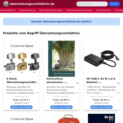 Screenshot übersetzungsverhältnis.de