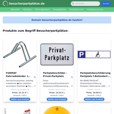 Screenshot besucherparkplätze.de