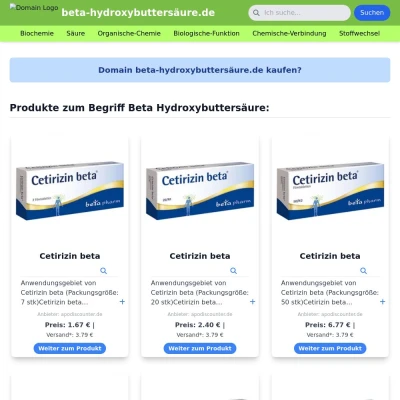Screenshot beta-hydroxybuttersäure.de