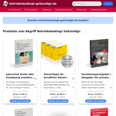 Screenshot betriebsbedingt-gekündigt.de