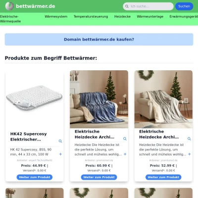 Screenshot bettwärmer.de