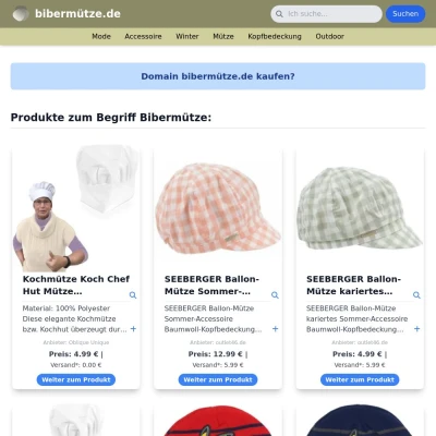 Screenshot bibermütze.de