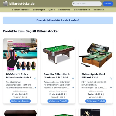 Screenshot billardstöcke.de