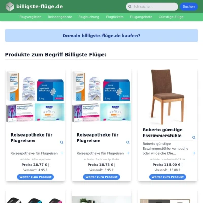 Screenshot billigste-flüge.de