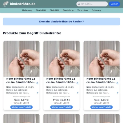 Screenshot bindedrähte.de