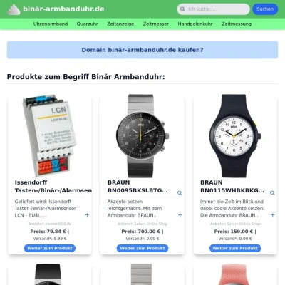 Screenshot binär-armbanduhr.de