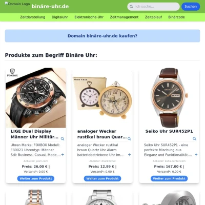 Screenshot binäre-uhr.de