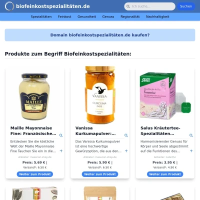 Screenshot biofeinkostspezialitäten.de