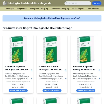 Screenshot biologische-kleinkläranlage.de