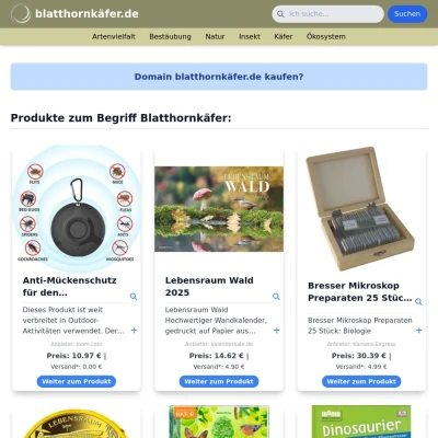 Screenshot blatthornkäfer.de