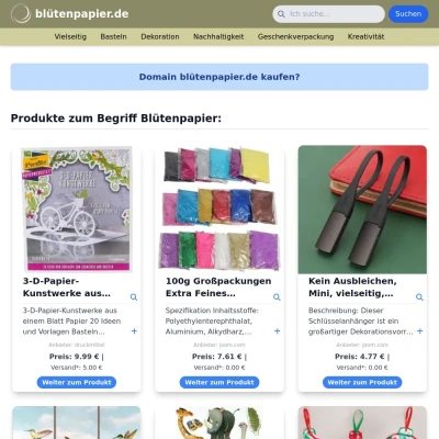 Screenshot blütenpapier.de