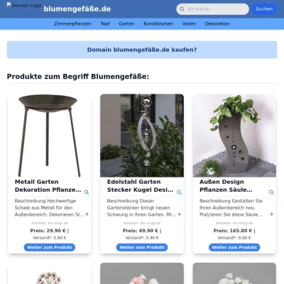 Screenshot blumengefäße.de