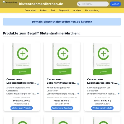 Screenshot blutentnahmeröhrchen.de