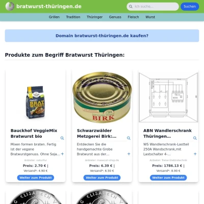Screenshot bratwurst-thüringen.de