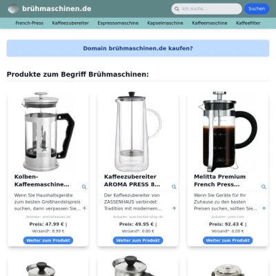 Screenshot brühmaschinen.de