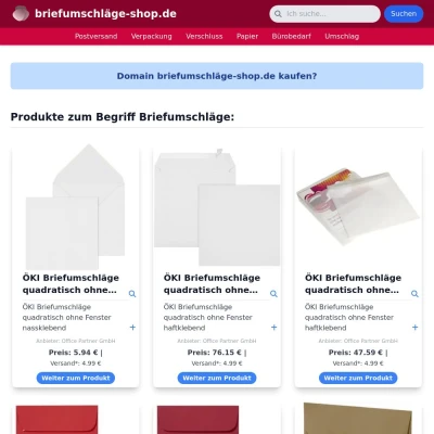 Screenshot briefumschläge-shop.de