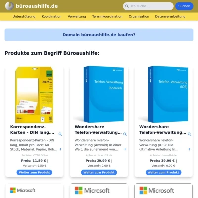 Screenshot büroaushilfe.de