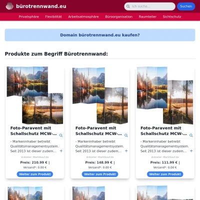 Screenshot bürotrennwand.eu