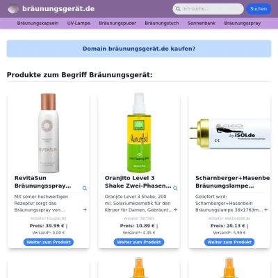 Screenshot bräunungsgerät.de