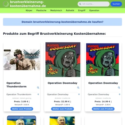 Screenshot brustverkleinerung-kostenübernahme.de