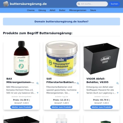 Screenshot buttersäuregärung.de