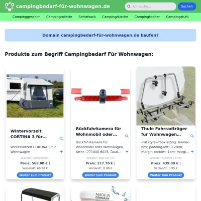 Screenshot campingbedarf-für-wohnwagen.de