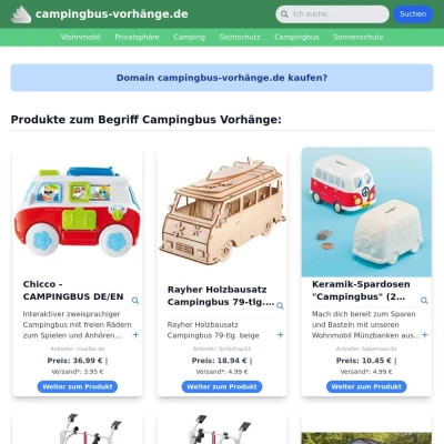 Screenshot campingbus-vorhänge.de