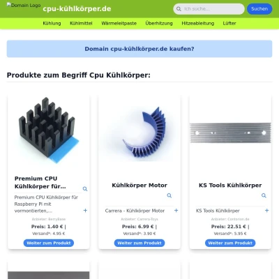 Screenshot cpu-kühlkörper.de