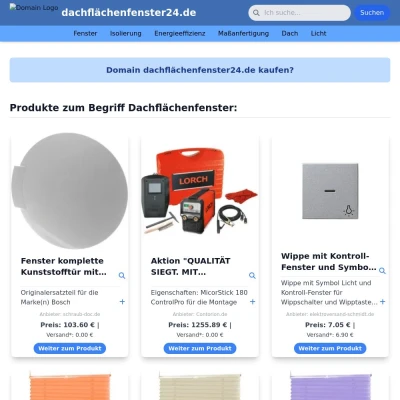 Screenshot dachflächenfenster24.de