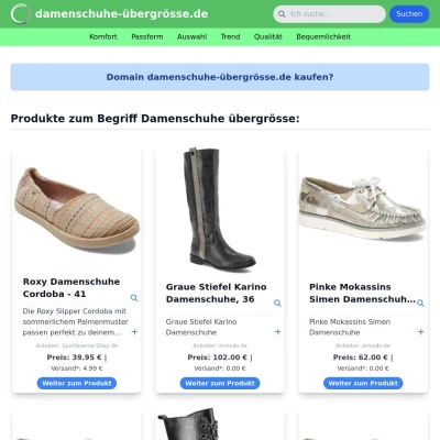 Screenshot damenschuhe-übergrösse.de