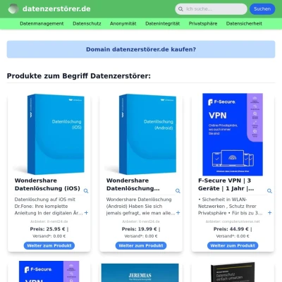 Screenshot datenzerstörer.de
